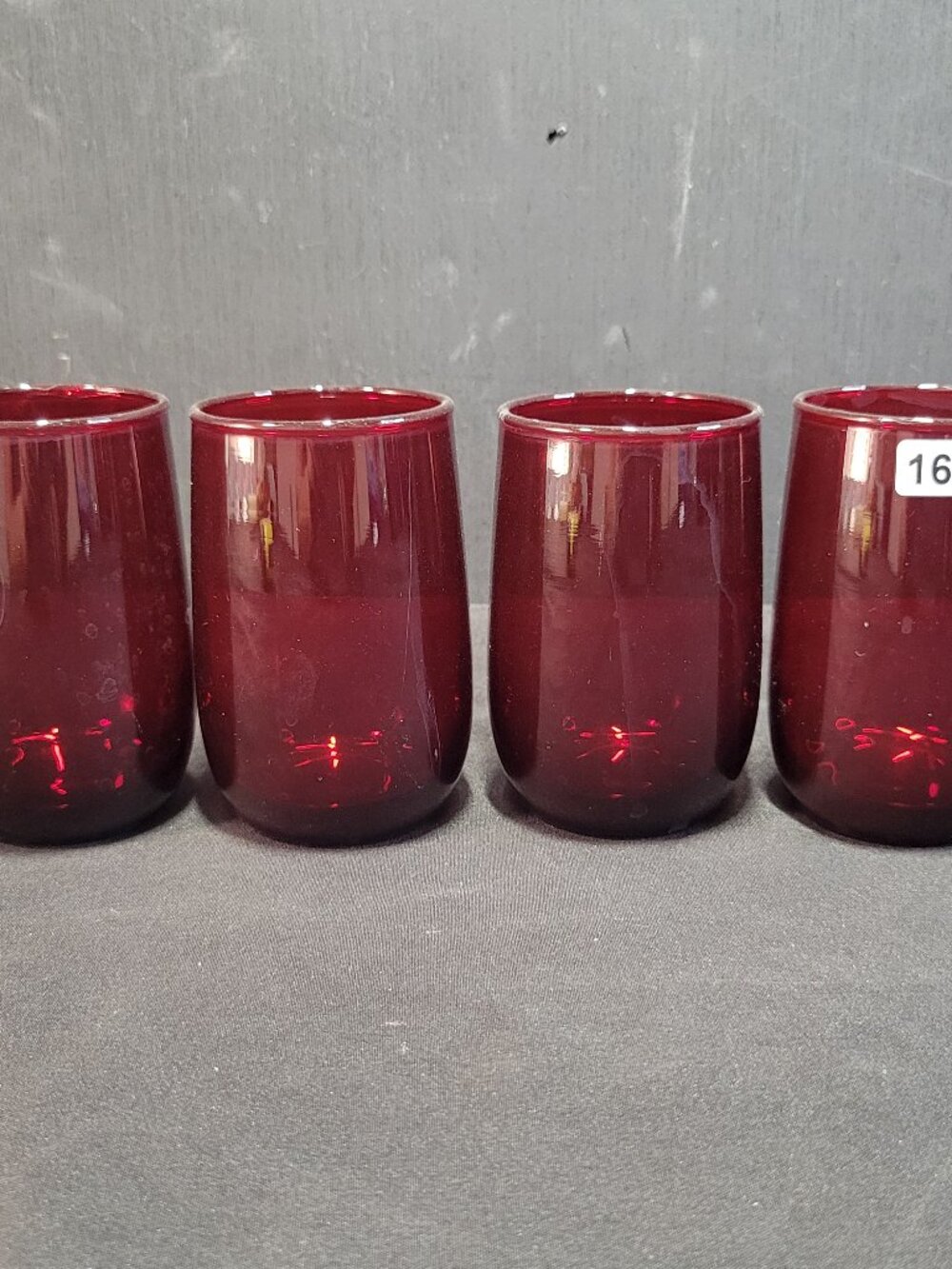Vintage RUBY RED GLASS JUICE GLASSES 4 oz. set of 4